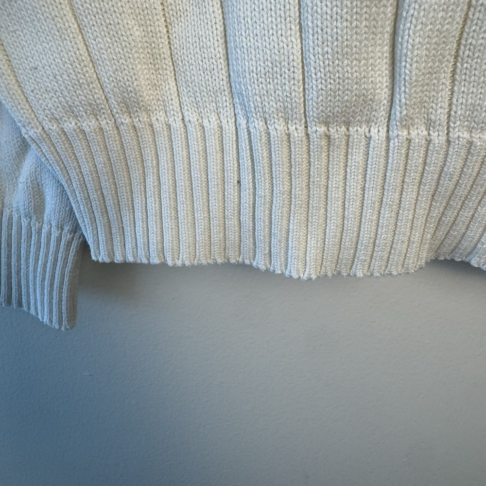 Vintage Oscar De La Renta Cream White Cable Knit Sweater Men's Large 100% Cotton - Picture 5 of 9